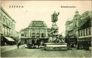 1925 Szeged, Kossuth szobor, piac, Royal nagyszálloda, Wagner üzlete (EK)