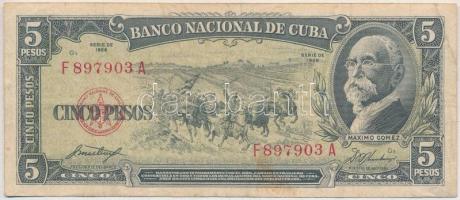 Kuba 1958. 5P T:III Cuba 1958. 5 Pesos C:F Krause P#91a