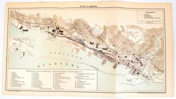cca 1900 Fiume és kikötője térképe, 1:11.520, Pallas Nagy Lexikona, Bp., Posner Károly Lajos és Fia, 23,5x42,5 cm