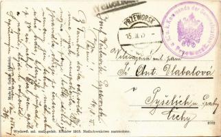1915 Przeworsk, Ul. Kosciuszki / street view, shop, church + "K.u.K. Kommando der Sammelstation...