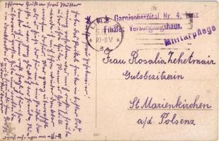 1917 Linz, Pöstlingberg / church, street view + "K.u.K. Garnisonsspital Nr. 4. Linz Filiale: Ve...