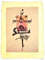 Szyksznian Wanda (1948-): Iniciale. Comp print, meírtett papír. Jelzett, sorszámozott 10/20. 34x25 c...