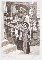Almásy László (?-): Olvasó rabbi. Rézkarc, papír, jelzett, számozott (43/295). 19x14,5 cm