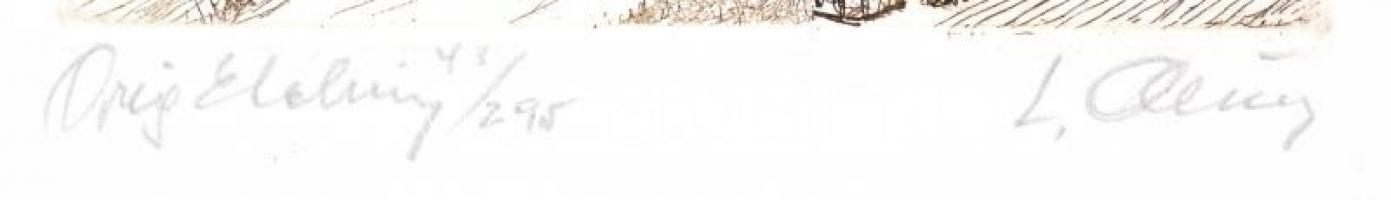 Almásy László (?-): Olvasó rabbi. Rézkarc, papír, jelzett, számozott (43/295). 19x14,5 cm