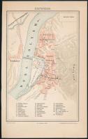 cca 1900 Esztergom városának térképe, 1:7000, Pallas Nagy Lexikona, Bp., Pallas Rt., 23,5x15 cm