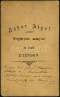 cca 1880 Katona egész alakos portréja, keményhátú fotó Záhor Lipót egri műterméből, 10,5×6,5 cm