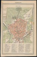 cca 1900 Debrecen városának térképe, 1:26.000, Pallas Nagy Lexikona, Bp., Pallas Rt., enyhén foltos, 24x15,5 cm