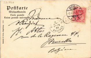 1904 Bad Godesberg, Rheinpartie mit dem Siebengebirge (Vom Tempel des Rolandhogerts gesehen) / gener...