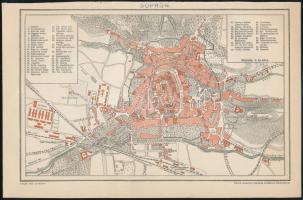 cca 1900 Sopron városának térképe, 1:15.600, Pallas Nagy Lexikona, Bp., Pallas Rt., 16x24 cm
