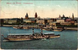 1907 Mainz, Totalansicht / general view, passenger steamship. Ludwig Feist 6160. (crease)