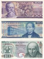 Mexikó 1977. 10P + 1981. 50P + 1982. 100P T:I Mexico 1977. 10 Pesos + 1981. 50 Pesos + 1982. 100 Pesos C:UNC