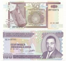 Burundi 2001. 50Fr + 100Fr T:I Burundi 2001. 50 Francs + 100 Francs C:UNC