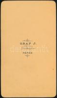 cca 1870 Katonaportré, keményhátú fotó Graf J. pápai műterméből, 10,5×6 cm