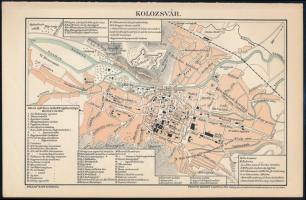 cca 1900 Kolozsvár városának térképe, 1:25.000, Pallas Nagy Lexikona, Bp., Posner Károly Lajos és Fia, 15,5x24 cm