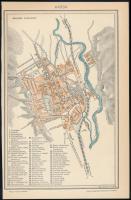cca 1900 Kassa városának térképe, rajzolta: Soukup Adolf, 1:25.000, Pallas Nagy Lexikona, Bp., Pallas, 24x15,5 cm