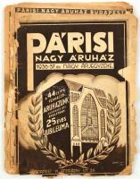 1936-37 A Párisi Nagyáruház árjegyzéke rengeteg termékrajzzal, első néhány lap elvált a kötéstől, hiányos és szakadt