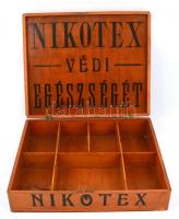 cca 1942 Nagyobb méretű Nikotex faláda, zárral, kulcs nélkül, láda elején és fedél belsejében felira...
