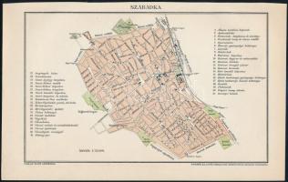 cca 1900 Szabadka városának térképe, 1:15.000, Pallas Nagy Lexikona, Bp., Posner Károly Lajos és Fia, 15x24 cm