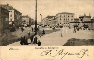 1903 München, Munich; Odeonsplatz und Ludwigstrasse / square, street view, tram. Becker & Kölbinger No. 194.