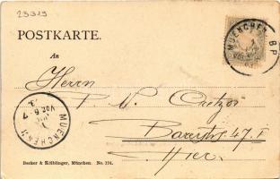 1903 München, Munich; Odeonsplatz und Ludwigstrasse / square, street view, tram. Becker & Kölbin...