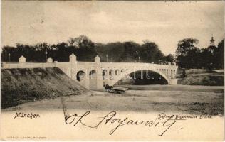 1903 München, Munich; Die neue Bogenhauser Brücke / new bridge, horse-drawn carriage. Ottmar Zieher