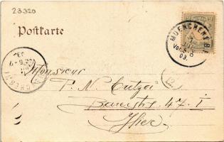 1903 München, Munich; Die neue Bogenhauser Brücke / new bridge, horse-drawn carriage. Ottmar Zieher