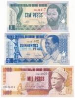 Bissau-Guinea 1990. 100P + 500P + 1993. 1000P T:I  Guinea Bissau 1990. 100 Pesos + 500 Pesos + 1993. 1000 Pesos C:UNC