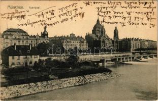 1907 München, Munich; Isarquai / quay, bridge