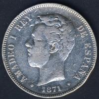 Spanyolország 1871. 5P Ag I.Amadeo T:3 ü. ph.
