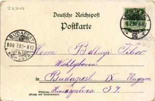 1900 Berlin, Löwenbrücke, Löwengruppe Thiergarten / bridge in winter, monument. Art Nouveau, litho (...