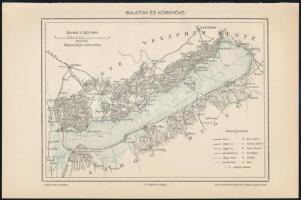 cca 1900 Balaton és környéke térkép, 1:385.000, Pallas Nagy Lexikona, 15,5x23,5 cm