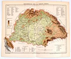 cca 1900 Magyarország hegy- és vízrajzi térképe, tervezte: Homolka József, Pallas Nagy Lexikona, kiadja: Posner Károlya Lajos és Fia, 24×30 cm