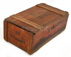 Régi nagy méretű Stollwerck faláda fedéllel, "Csokoládé Stollwerck cacao" felirattal, pánt...