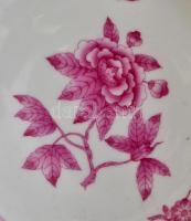 Herendi Viktória mintás porcelán tálka, kézzel festett, jelzett, kis kopásnyomokkal, d: 14 cm