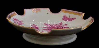 Herendi Viktória mintás porcelán tálka, kézzel festett, jelzett, kis kopásnyomokkal, d: 14 cm