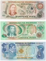 Fülöp-szigetek 1974-1985. 2P + 5P + 10P T:I,I- Philippines 1974-1985. 2 Pesos + 5 Pesos + 10 Pesos C:UNC,AU
