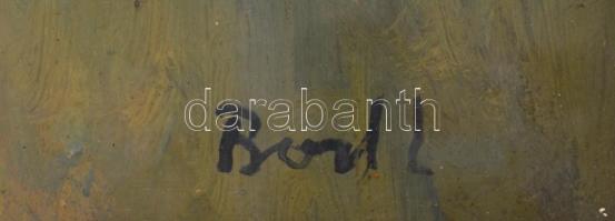 Bod László (1920-2001): Tanya. Olaj, farost, jelzett, hátoldalon Képcsarnok Vállalat hiányos címkéjé...