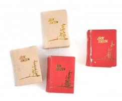 Jack London 1-4. 4 db minikönyv, kiadói műbőr kötés, papír tékában, kopottas állapotban