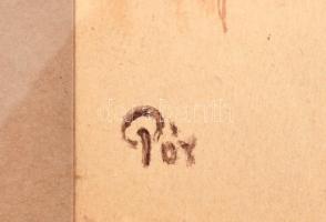 Pór jelzéssel: Szekér lovakkal. Akvarell, papír, üvegezett keretben, 16×25 cm