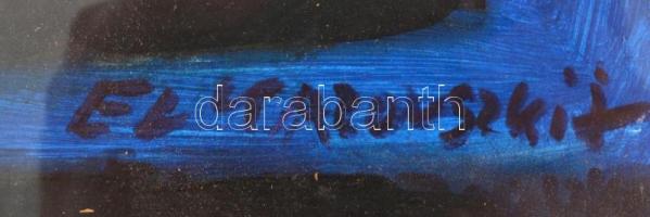 El Kazovszkij nyomán: Kutya. Olaj, papír, kartonra kasírozva, üvegezett keretben, 29,5×20,5 cm