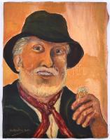 Horváth jelzéssel: Egészségedre! Olaj, vászon, 47×36 cm