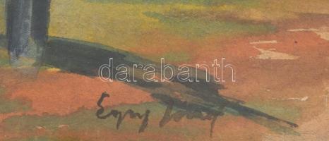 Egry jelzéssel: Tóparton. Akvarell, papír, üvegezett fa keretben, 31×42 cm