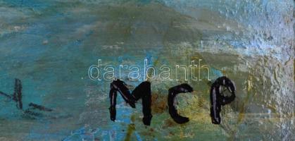 MCP jelzéssel: Tóparti táj. Olaj, farost. 44×69,5 cm
