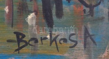 Berkes jelzéssel: Nagyvárosi forgatag. Olaj, fa, vetemedett, 29x39 cm