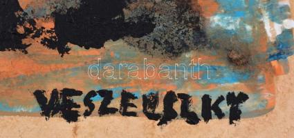 Veszelszky jelzéssel: Örvénylő formák. Olaj, karton, kis szakadással, 49,55x39,5 cm