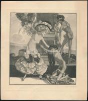 Franz von Bayros (1866-1924): Fallait pas MLier LHérisson. Erotikus Heliogravúr, papír, jelzett a nyomaton 16x17 cm