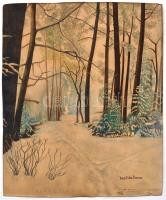 Basilides jelzéssel: Téli erdő. Akvarell, papír, lap felső sarkai kis hiánnyal és szélei kisebb szak...