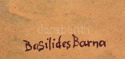 Basilides jelzéssel: Téli erdő. Akvarell, papír, lap felső sarkai kis hiánnyal és szélei kisebb szak...