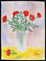 Séday jelzéssel: Virágcsendélet, akvarell, papír, 48×36 cm