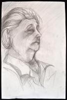 Berény jelzéssel: Női portré. Ceruza, papír, lap szélén gyűrődésekkel, 56×37 cm
